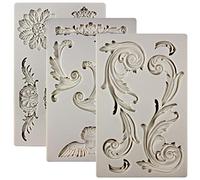 Stampi in silicone per decorazioni in stile barocco, 3 pezzi, a forma di cherubino per uccelli e pergamene, stile Art Déco, ispirato al pizzo