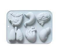 Stampi in silicone per di forma grande, stampi per del corpo,Stampo per torta del cervello del cuore | 6 cavità simulazione di umani Fondant torta al cioccolato