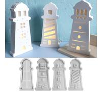 Stampi in silicone per faro, 3 stampi in silicone per faro, per la casa, per versare il faro, in gesso per versare, in silicone, Pasqua, per candele in gesso (F)