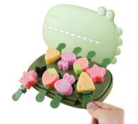 Stampi in silicone per ghiaccioli, simpatici stampi per ghiaccioli in stile cartone animato, con coperchio e bastoncino, a rilascio facile, senza BPA, motivo coccodrillo verde, 8 pezzi
