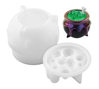 Stampi in silicone per Halloween fai da te Mini stampo in silicone per calderone con bolle Osso flessibile Oggetti di scena di Halloween visivamente sbalorditivi per candele resina Sapone arti