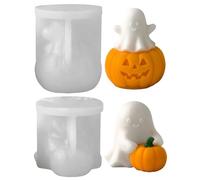 Stampi in silicone per Halloween, stampi in silicone 3D per zucca, spirito di zucca, per versare stampi in silicone per Halloween, stampi in silicone per candele, per artigianato (C)