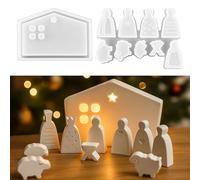 Stampi in silicone per Natale, 2 stampi in silicone per presepe natalizio, in silicone, per colare, presepe natalizio, per il fai da te (A)