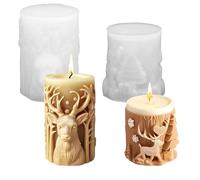 Stampi in Silicone per Natale, 2pcs Stampi Candele per Alce di Natale, Stampo per Candela 3D, Stampo Gesso Natalizie Per Decorazione Della Casa, Decorazioni da Tavolo