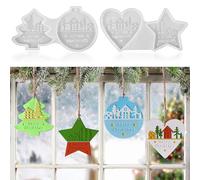 Stampi in Silicone per Natale, 4 Stili di Stampi per Ciondoli Natalizi, Stampi in Silicone per Albero di Natale, Cuore, Cerchio, Stella, Stamp Silicones per Colata, Decorazioni, Artigianato, Regal