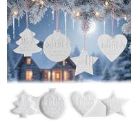 Stampi in silicone per Natale, 4PCS Stampo per Ciondolo Natalizio, Stampi per Ciondoli Natalizi Silicone,Stella,Cuore,Casa, per Realizzare Decorazioni Natalizie,decorazioni per l'albero di Natale