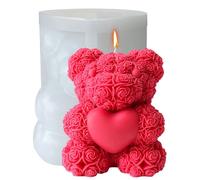 Stampi in silicone per orsetti 3d, stampo per candele a forma di orsetto, stampo in silicone per candele a forma di fiore, stampi per colata, stampi per candele fai da te per saponi fatti(grande)