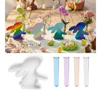 Stampi in Silicone per Pasqua, Stampo in Silicone per Coniglio con 4 Provette, Vaso di Coniglio in Resina epossidica, per Stazione di Propagazione delle Piante, Regalo di Pasqua