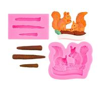 Stampi In Silicone Per Pasta Di Zucchero Confezione Da 2 Decorazioni Per Torte In Pasta Di Zucchero A Forma Di Scoiattolo E Pigna Cioccolato Rosa