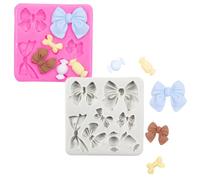 Stampi In Silicone Per Pasta Di Zucchero Confezione Da 2 Stampi Per Fondente A Forma Di Fiocco Per Decorare Torte Al Cioccolato Nei Colori Rosa E Grigio