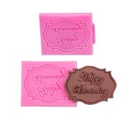 Stampi In Silicone Per Pasta Di Zucchero Confezione Da 2 Stampi Per Fondente Buon Compleanno Per Decorazioni Di Torte Al Cioccolato Colore Rosa