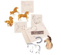 Stampi In Silicone Per Pasta Di Zucchero Stampo Per Fondente A 4 Pezzi Per Sella Da Cavallo Da Guerra In Corsa Decorazione Per Torta Al Cioccolato Grigio