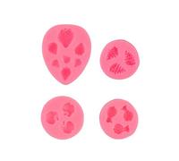 Stampi In Silicone Per Pasta Di Zucchero Stampo Per Fondente A 4 Pezzi Per Torta Al Cioccolato Con Mela Ananas Uva E Fragola Rosa