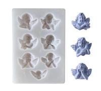 Stampi in silicone per resina, stampi in silicone a 7 cavità a forma di angelo, stampi a rilascio facile per cera, gesso, ornamenti, forniture artigianali per decorazioni domestiche e borse