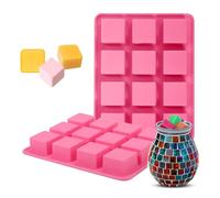 Stampi in Silicone per Sapone e Saponette Fai da Te - Set 2 x 12 Cavioli Quadrati con Contenitori per Cera Fusa, Caramelle, Cioccolato, Gelatine e Confetture