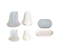 Stampi in silicone per statuetta e vassoio ovale, forme per sapone in gesso e resina per candele Halloween con design a forma 3 grandi e piccoli per decorazioni Figurine e