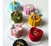 Stampi in silicone per torte con forme multiple (come cuori, fiori, stelle, quadrati, ecc.), facili da smontare, resistenti alle alte temperature, adatti per mousse al forno, dessert francesi, pasticc