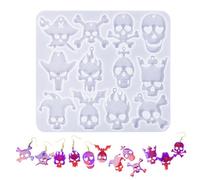 Stampi in silicone riutilizzabile a rilascio facile teschio di Halloween | Stampi per gioielli per adulti che fanno gioielli, orecchini, ciondoli, portachiavi, collane