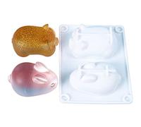 stampi in silicone, Stampo in silicone 3D a forma di coniglio e maialino for la cottura di dolci, torte e gelati, 12x9x3 cm