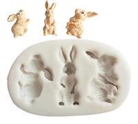 stampi in silicone, Stampo in silicone a forma di coniglio pasquale 3D for decorazioni di torte in pasta di zucchero fondente 8x5x1 cm