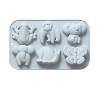 Stampi per animali gommosi, stampi in silicone per animali | Stampi per biscotti e dolci al cioccolato | Stampo per cottura in silicone a 6 cavità per torta gommosa, cioccolato, b