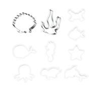 Stampi per biscotti con animali da 8 pezzi, 1 stampo per conchiglie, 1 stampo per alghe, tagliabiscotti, stampo per torta con animali marini