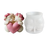 Stampi Per Candele 2 pezzi candela stampo in silicone fiore rosa orso animale stampo in resina epossidica amore fiore orso stampi in gesso San Valentino Per Realizzare Candele(Style03)