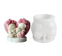 Stampi Per Candele 2 pezzi candela stampo in silicone fiore rosa orso animale stampo in resina epossidica amore fiore orso stampi in gesso San Valentino Per Realizzare Candele(Style02)