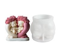 Stampi Per Candele 2 pezzi candela stampo in silicone fiore rosa orso animale stampo in resina epossidica amore fiore orso stampi in gesso San Valentino Per Realizzare Candele(Style01)