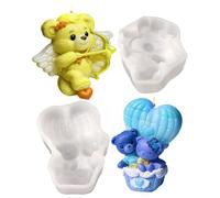 Stampi per candele,2 stampi in silicone per affondare la, in silicone per fare candele a forma di orso 3D stereo, per San Valentino, compleanno, festa della mamma, regalo coppia