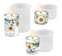 Stampi per Candele,3 Pezzi Stampi in Silicone per Candele,Fai-da-Te Stampi per Candele in Silicone Cilindriche,3 Tamaños Resina Epossidica Stampi Silicone per Candele,Stampi Candele per Portacandele