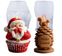 Stampi per Candele, 3D Stampi per Candele Natalizie, Stampi in Silicone per la Produzione di Candele, Pietre Aromatiche, Cioccolato, Decorazioni Natalizie Fai Da Te