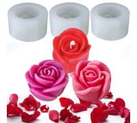 stampi per candele a forma di rosa,3 pezzi 3D per decorare torte, stampi candele fiori stampi per sapone per realizzare cioccolatini, stampo silicone rosa grande caramelle für seifen blumen