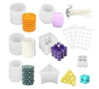 Stampi per Candele in Silicone, 7PCS Stampi per Candele Fai Da Te, Stampi e Stoppini per Candele, Stampi per Candele Bubble Cubo, Stampi per Candele da versare come decorazioni per la casa, Fai Da Te