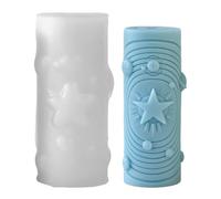 Stampi per candele in silicone, stampi in silicone, forma a pilastro, stampo in silicone Ramadan, 3D, stampi in silicone a forma di stella, luna, sole, candele in silicone resistenti allo zucchero