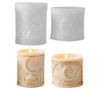 Stampi per candele in silicone, stampi in silicone, stampi per candele, stampi in silicone per ramadan, moschea, 3D, zuccheri, in silicone, a forma di stella, luna, candele profumate fai da te (AB)