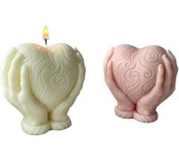 Stampi Per Candele Mano umana che tiene il cuore Stampo for candela in silicone Rilievo Amore Sapone Resina Gesso for ghiaccio al cioccolato Decorazioni for la casa Regalo di San Valentino