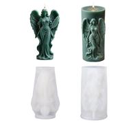 Stampi per candele, per versare, angeli con ali, stampi in silicone, stampi in silicone 3D fai da te (angelo cilindro)