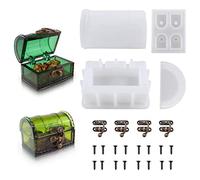 Stampi per cassette del tesoro in resina per dadi con blocco Hasp Stampo in resina epossidica Stampi in silicone fai da te Stampo per gioielli Stampo per fusione artigianale per regali Decorazioni