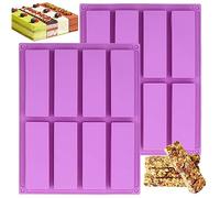 Stampi per cereali, 2 pezzi, in silicone, a barrette di cioccolato, viola, 27 x 21,5 cm, per muffin, pane di corteccia, torte e sapone