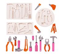 Stampi per cioccolatini a mano, in silicone, a forma di chiave inglese, confezione da 3 pezzi, martello e cacciavite, per decorare torte dell'auto, per la festa del papà