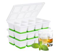 Stampi per cubetti di ghiaccio in silicone con coperchio - Grandi stampi quadrati per whisky, cocktail, Old Fashioned & smoothies - Confezione da 3 vassoi senza BPA