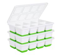 Stampi per cubetti di ghiaccio in silicone con coperchio - Grandi stampi quadrati per whisky per cocktail, Old Fashioned & Smoothies - Confezione da 3 vassoi per cubetti di ghiaccio senza BPA con