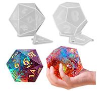 Stampi per dadi in resina, 2 stili di stampo in silicone, per stampaggio epossidico, stampo triangolare esagonale D20 D12 con numero, per candela e tempo libero