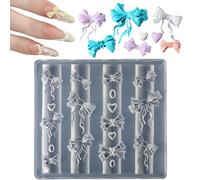 Stampi Per Decorazioni Unghie, Forme 3D In Silicone A Cuore E Fiocco Per Decorazioni Unghie Basse, Accessorio Manicure Cuore e Nastro, Cura Bellezza Riutilizzabile per Donne e Ragazze