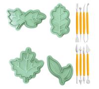 Stampi Per Foglie Da 4 Pezzi, Coltelli Da Intaglio Da 8 Pezzi, Tagliafoglie, Tagliabiscotti Per Foglie, Tagliapasta Per Fondente In Foglie Di Plastica, Set Di Accessori Da Forno
