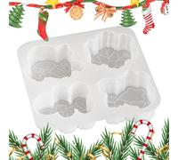Stampi per fondant di Natale, stampi per candele di Natale, forma in gomma, 4 cavità, alci, Babbo Natale, albero di Natale, stampi facili da rilasciare per torte, cupcake