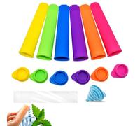 Stampi per ghiaccio in silicone, riutilizzabili, 6 pezzi, sacchetti popsicle, 50 pezzi, stampi per ghiaccio d'acqua, con 1 imbuto blu, riutilizzabili per sacchetti di ghiaccio ad acqua