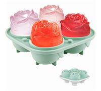 Stampi per Ghiaccio,Stampo 4 Cubetti Ghiaccio Silicone Forma di Rosa,Forme per Ghiaccio Grandi,Senza BPA,Riutilizzabili Ghiaccio per Cocktail,Whisky, Vino, Frutta, Puree di Frutta, Gelati,Cioccolato