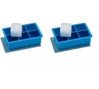 Stampi per Ghiaccio XL in Silicone, per 6 Cubetti da Cocktail, Sottile e Facile da Pulire con Coperchio Removibile e Resistente, Colore Blu Ottanio (Confezione da 2)